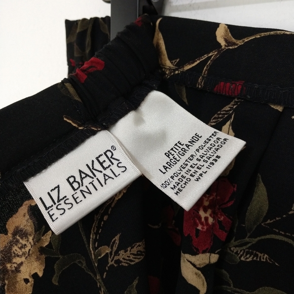 Vintage Floral Skirt Blouse Set Black Red Large - Picture 5 of 12